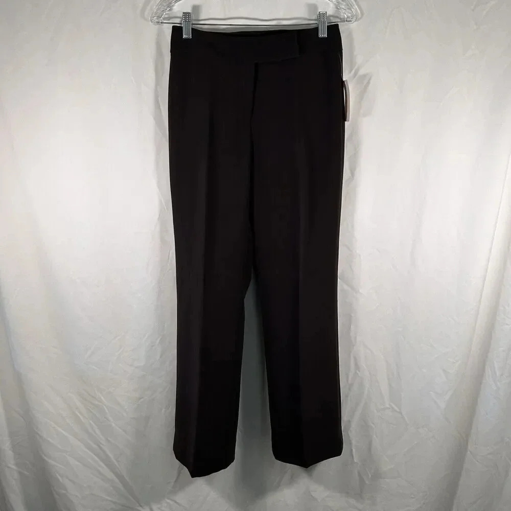 Tahari Dress Pants Women's 2P Petite Brown Button Zip Arthu S. Levine